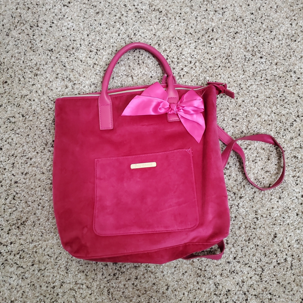 Juicy Couture Suede Backpack with Satin Bow - Pink